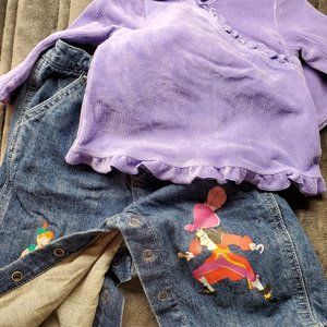 Disney Peter Pan Pants Children’s Place Fuzzy Top 6-9M Baby Clothing Bundle